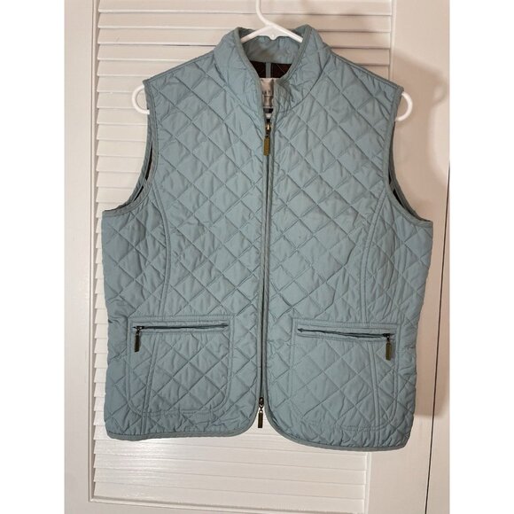 Van Heusen Women's Quilted Vest Medium Light Blue Zip Front Pockets Lined - Picture 1 of 9